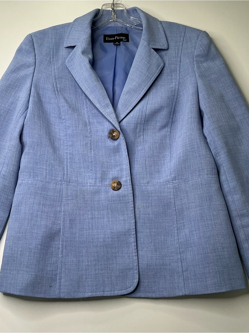 Evan-Picone Career Blazer Lightweight Blue Textured  10 | Career Chic Preowned